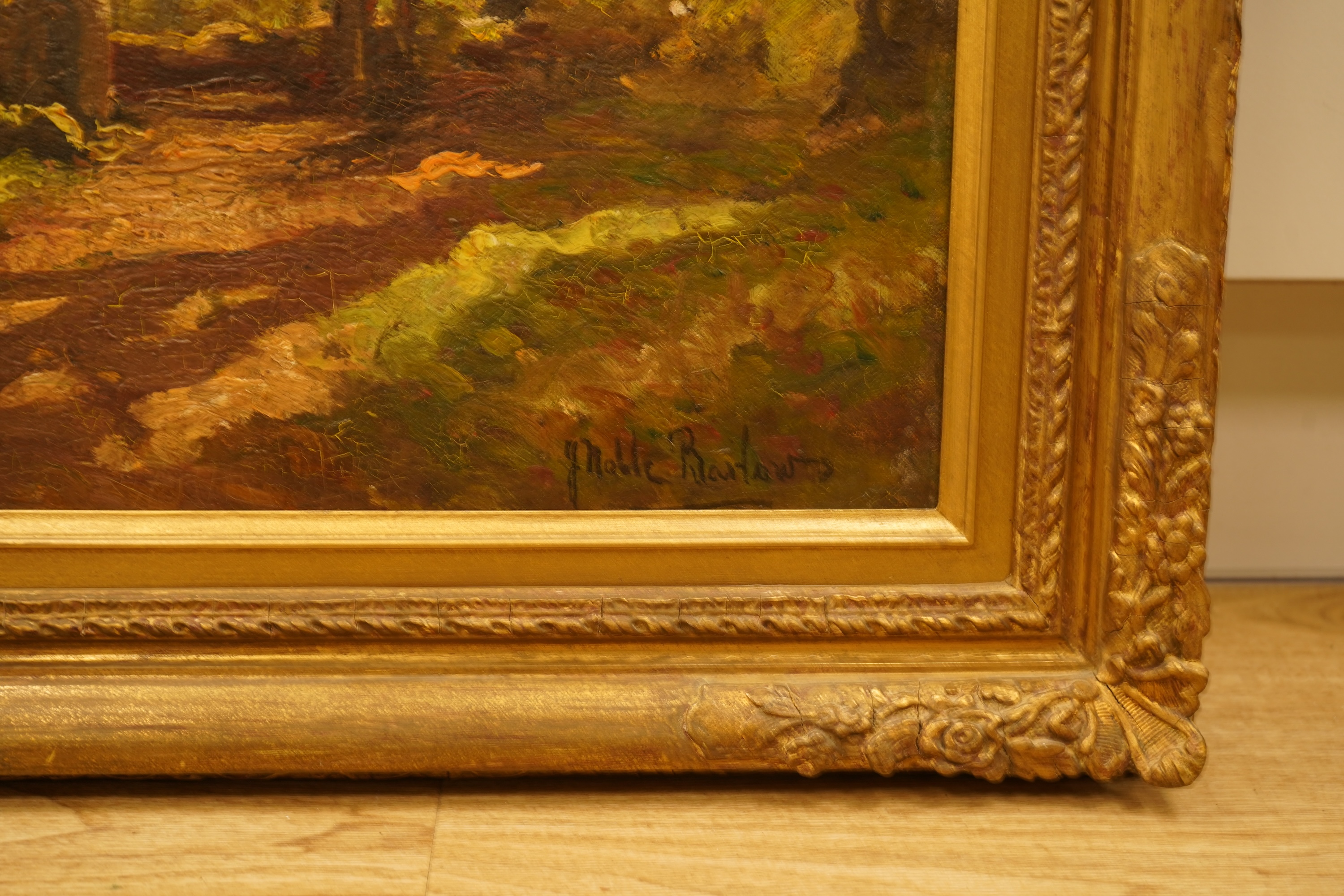 John Noble Barlow (1861-1917), ‘Autumn Lamorna’, signed, oil on canvas, 61 x 81cm, ornate gilt frame